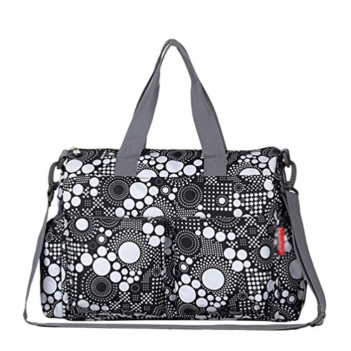 Haobing Set de 4 Piezas Bolsos Cambiadores Mamá Papá Viaje Bolsa de Hombro Bolso Cambiador de Pañales Bolsa de Maternidad (Vintage Negro Blanco, 37x16x30cm)