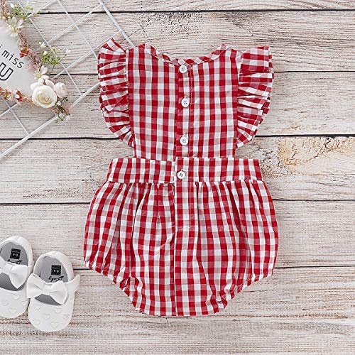 Haokaini Mameluco del Vestido de la Colmena de la Tela Escocesa a Juego de la Familia de los Gemelos, Falda roja de Las Hermanas Onesie para el Infante (Color : Little Sister, Size : 3-6M)