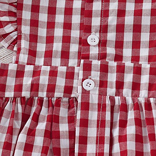 Haokaini Mameluco del Vestido de la Colmena de la Tela Escocesa a Juego de la Familia de los Gemelos, Falda roja de Las Hermanas Onesie para el Infante (Color : Little Sister, Size : 3-6M)