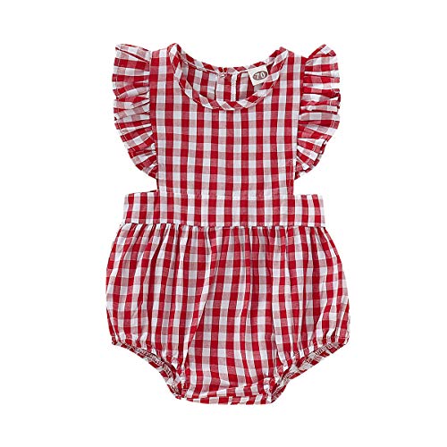 Haokaini Mameluco del Vestido de la Colmena de la Tela Escocesa a Juego de la Familia de los Gemelos, Falda roja de Las Hermanas Onesie para el Infante (Color : Little Sister, Size : 3-6M)