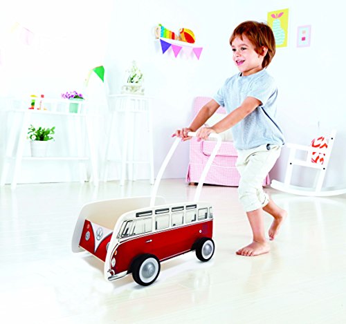 Hape- Andador bebé Furgoneta Volkswagen, Color Rojo (Barrutoys E0379)