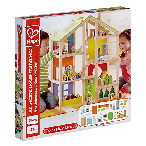 Hape- Casa de muñecas Madera Grande con Muebles (Barrutoys HAP-E3401)