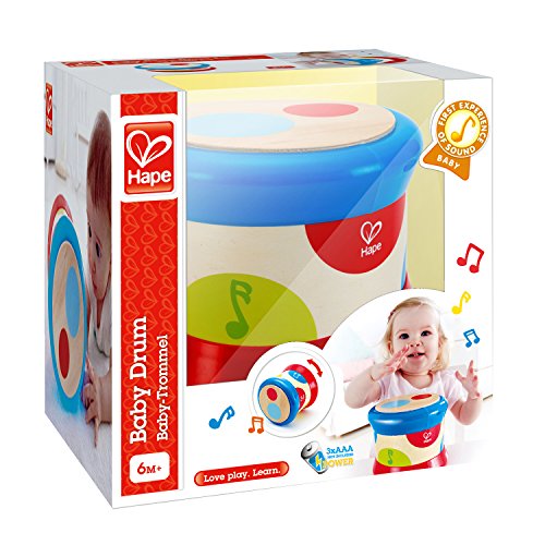 Hape International-HAP-E0333 Tambor Bebé, Multicolor (E0333)