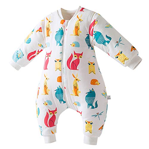 Happy Cherry - Mameluco de Dormir Acolchado de Algodón para Infantiles de Invierno Saco Dormido de Bebes con Dibujos de Divertidos Animales para Niños de 3 años