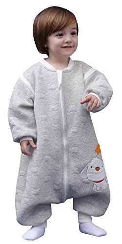 Happy Cherry - Mono Pijama para Bebés Niños Niñas Saco de Dormir Manga Larga Desmontable de Algodón para Otoño Primavera - Gris - 12-24 meses