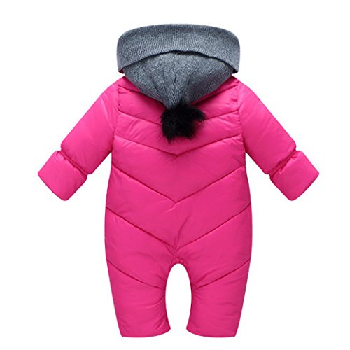 Happy Cherry Ropa de Una Pieza Prenda Exterior Chaqueta de Invierno con Capucha Mono Calentito Enterizo para 3-6 Meses Bebés Niños Niñas- Magenta