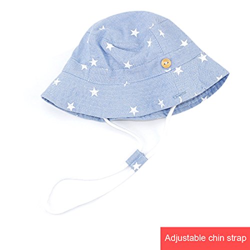 Happy Cherry - Sombrero con ala Bucket para Niños Bebés Estampado Estrella Gorra Pescador Protección de Sol Cordón Ajustable para Verano Playa - 6-12 Meses/48cm