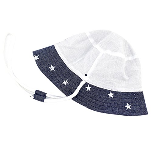 Happy Cherry - Sombrero con ala Bucket para Niños Bebés Estampado Estrella Gorra Pescador Protección de Sol Cordón Ajustable para Verano Playa - 6-12 Meses/48cm