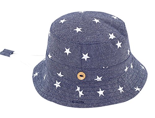 Happy Cherry - Sombrero con ala Bucket para Niños Bebés Estampado Estrella Gorra Pescador Protección de Sol Cordón Ajustable para Verano Playa - 6-12 Meses/48cm