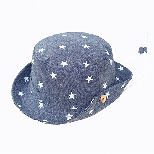 Happy Cherry - Sombrero Verano para Niños Gorra con ala Bucket Estampado Estrella Suave Protección de Sol Infantil Playa - Azul - 3-6 años