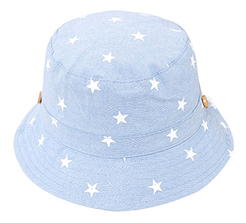 Happy Cherry - Sombrero Verano para Niños Gorra con ala Bucket Estampado Estrella Suave Protección de Sol Infantil Playa - Azul Ligero - 3-6 años