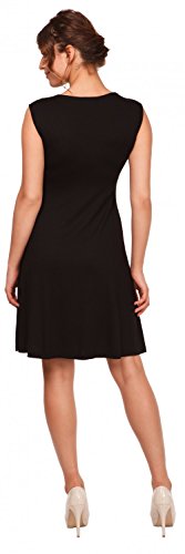 Happy Mama. para Mujer Vestido Skater premamá de Lactancia. Escote de Pico. 808p (Negro, 38, M)