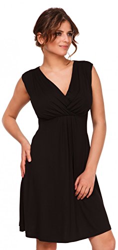 Happy Mama. para Mujer Vestido Skater premamá de Lactancia. Escote de Pico. 808p (Negro, 38, M)