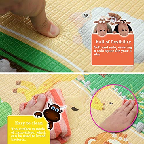 happygirr Colchoneta para bebés de Doble Cara para niños, colchoneta de Juegos para niños, Goma Espuma, Resistente a la Humedad, Color Resistente a Lavable