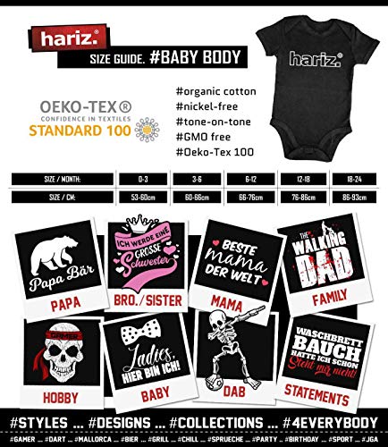 Hariz Baby Body de manga corta tractor sol excavadora ferrocarril Plus tarjeta de regalo gris Lápiz gris. Talla:6-12 meses