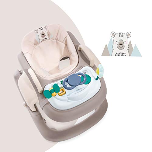 Hauck 2in1 Walker - tacatá y andandor, apto para 6 meses hasta 12 kg, juego de mesa multifuncional con ruedas, juegos y asiento desmontables, con luces, regulable en altura, Friend (beige-marron)