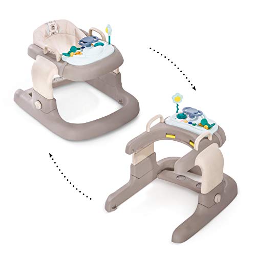 Hauck 2in1 Walker - tacatá y andandor, apto para 6 meses hasta 12 kg, juego de mesa multifuncional con ruedas, juegos y asiento desmontables, con luces, regulable en altura, Friend (beige-marron)