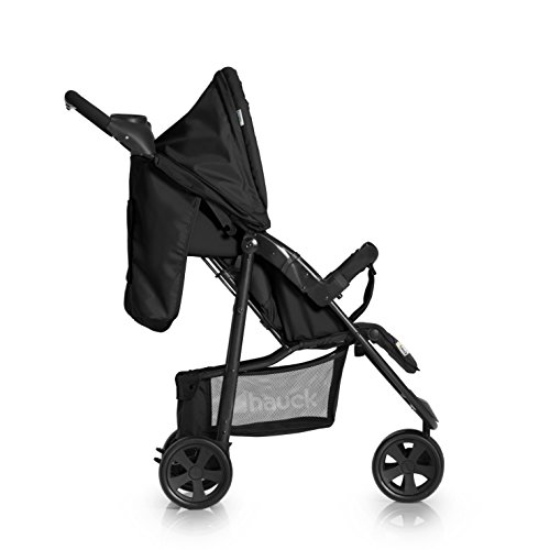 Hauck Citi Neo II - Silla de paseo de 3 ruedas, respaldo reclinable, plegado compacto, plegado con solo una mano, nacimiento hasta 25 kg, ultra ligero, solo 7.5 kg, bandeja con botellero, negro/gris