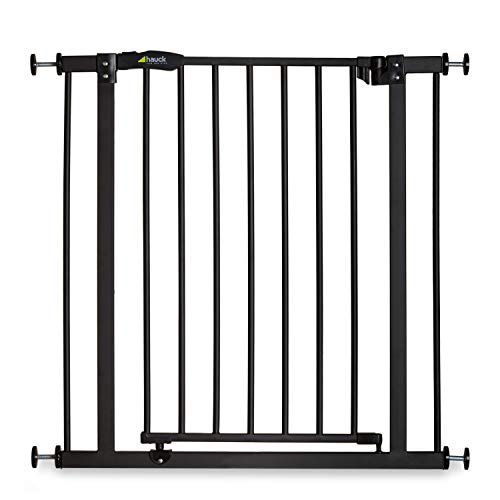 Hauck Close N Stop - Puerta de seguridad con extensión de 21 cm, para puertas y escaleras 96 – 101 cm, sin agujeros, combinable con Y-Spindel para barandillas, hierro, charcoal (gris)