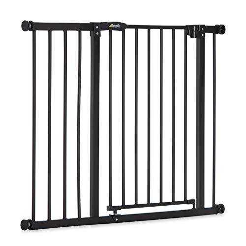 Hauck Close N Stop - Puerta de seguridad con extensión de 21 cm, para puertas y escaleras 96 – 101 cm, sin agujeros, combinable con Y-Spindel para barandillas, hierro, charcoal (gris)