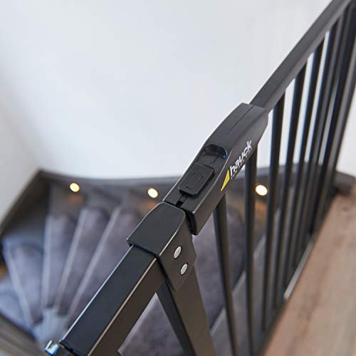 Hauck Close N Stop - Puerta de seguridad con extensión de 21 cm, para puertas y escaleras 96 – 101 cm, sin agujeros, combinable con Y-Spindel para barandillas, hierro, charcoal (gris)