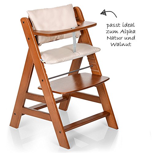 Hauck - Cojín Deluxe para Trona Alpha - 2 piezas - Asiento acolchado / Reductor de asiento / Almohadilla para silla alta (Beige)