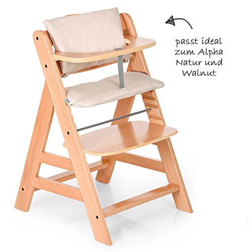 Hauck - Cojín Deluxe para Trona Alpha - 2 piezas - Asiento acolchado / Reductor de asiento / Almohadilla para silla alta (Beige)