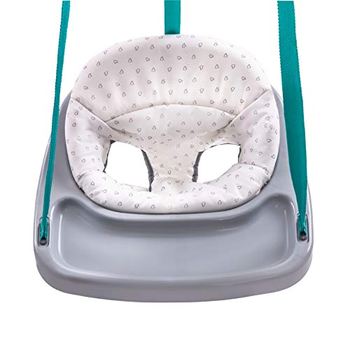 Hauck Jump 645093 Columpio Interior Baby, A partir de 6 meses, Regulable en altura, Cinchas para amarrar, Sin taladrar agujeros, Hearts, Gris Turquesa