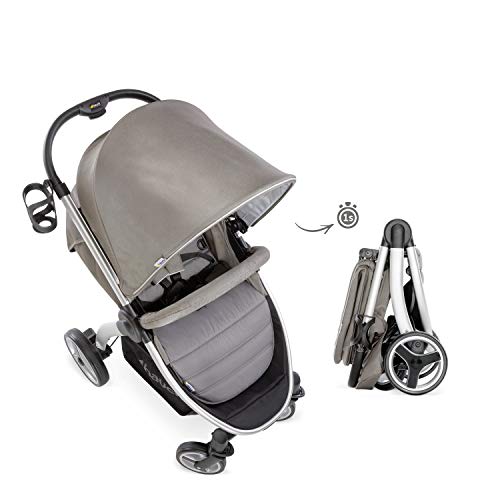 Hauck Lift Up 4 - Silla de paseo con asiento amplio, ligera, chasis aluminio, plegado libro con una mano, desde nacimiento hasta 25 kg, manillar regulable en altura, botellero, Charcoal (gris)