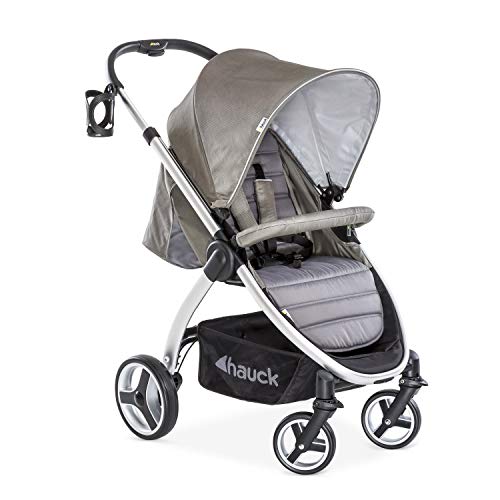 Hauck Lift Up 4 - Silla de paseo con asiento amplio, ligera, chasis aluminio, plegado libro con una mano, desde nacimiento hasta 25 kg, manillar regulable en altura, botellero, Charcoal (gris)