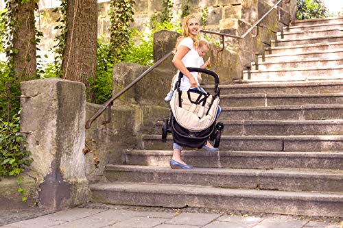 Hauck Lift Up 4 - Silla de paseo con asiento amplio, ligera, chasis aluminio, plegado libro con una mano, desde nacimiento hasta 25 kg, manillar regulable en altura, botellero, Fungi (beige)