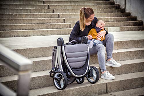 Hauck Lift Up 4 - Silla de paseo con asiento amplio, ligera, chasis aluminio, plegado libro con una mano, desde nacimiento hasta 25 kg, manillar regulable en altura, botellero, Caviar Stone (gris)