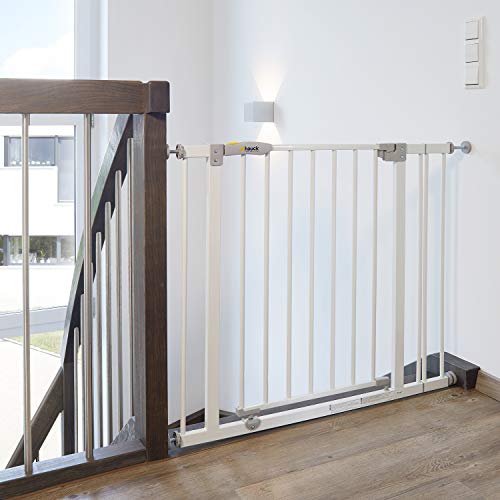 Hauck Open N Stop Puerta de Seguridad con Extensión de 21 cm, 96-101 cm, Sin Agujeros en la Pared, Combinable con Y-Spindel Para Barandillas, Blanco