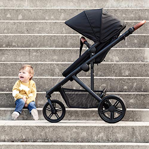 Hauck Pacific 3 Shop N Drive - Carro de Bebe de 6 Piezas, Grupo 0+, Capazo Transformable, Silla Reversible, Colchón, Cubrecapazo, Cubrepies, Manillar Regulable en Altura, Ligero, Caviar (Negro)