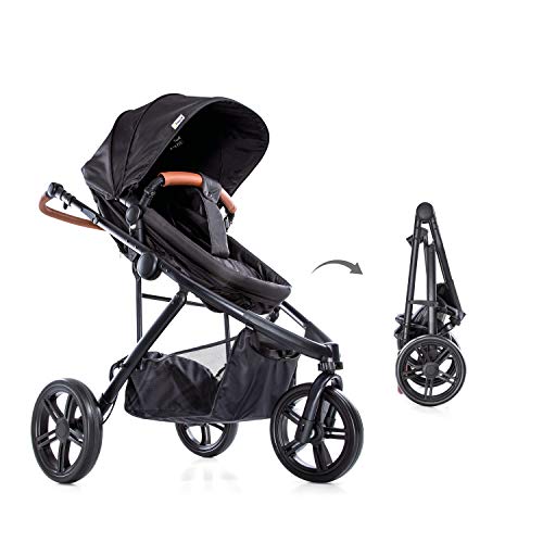 Hauck Pacific 3 Shop N Drive - Carro de Bebe de 6 Piezas, Grupo 0+, Capazo Transformable, Silla Reversible, Colchón, Cubrecapazo, Cubrepies, Manillar Regulable en Altura, Ligero, Caviar (Negro)