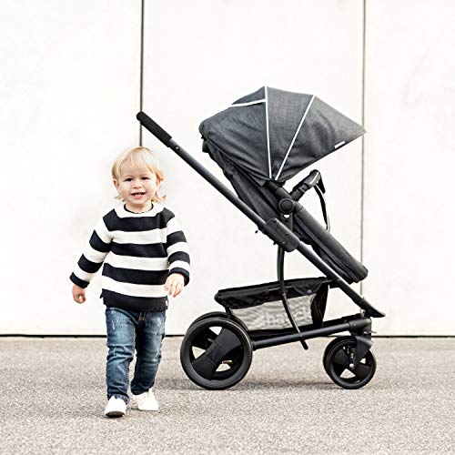 Hauck Pacific 4 Shop N Drive - Carro de Bebe de 6 Piezas, hasta 25 kg, Grupo 0+, Capazo Transformable, Silla Reversible, Colchón, Cubrecapazo, Cubrepies, Saquito, Ligero, Melange Charcoal (Gris)