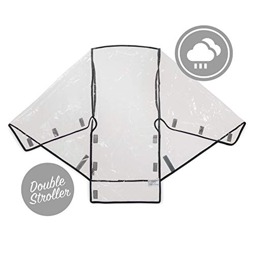 Hauck, Protector de lluvia universal para cochecitos gemelares, resistente al agua y duraderos, compatible con Turbo Duo y Roadster Duo, color transparente