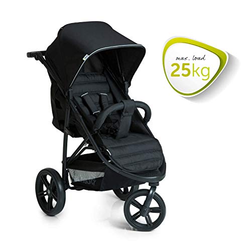 Hauck Rapid 3 - silla de paseo de 3 ruedas con posiciones en respaldo, plegado compacto, plegando con solo una mano, manillar regulable, desde nacimiento hasta 25kg, caviar black (negro)