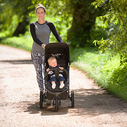 Hauck Rapid 3 - silla de paseo de 3 ruedas con posiciones en respaldo, plegado compacto, plegando con solo una mano, manillar regulable, desde nacimiento hasta 25kg, caviar black (negro)