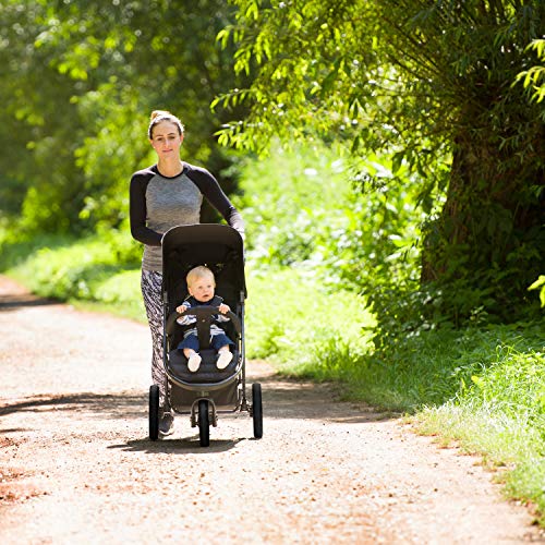 Hauck Rapid 3 - silla de paseo de 3 ruedas con posiciones en respaldo, plegado compacto, plegando con solo una mano, manillar regulable, desde nacimiento hasta 25kg, caviar turquoise (negro, azul)