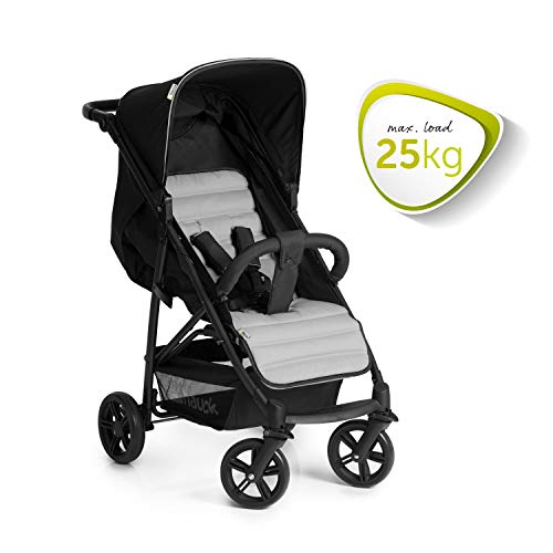 Hauck Rapid 4  Cochecito de 0 meses a 22 kg, plegable, compacto, con una mano, con posición para dormir, manija ajustable en altura, cesta grande, negro/gris