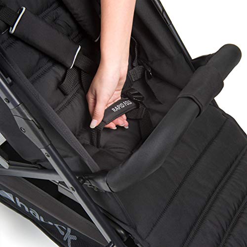 Hauck Rapid 4  Cochecito de 0 meses a 22 kg, plegable, compacto, con una mano, con posición para dormir, manija ajustable en altura, cesta grande, negro/gris