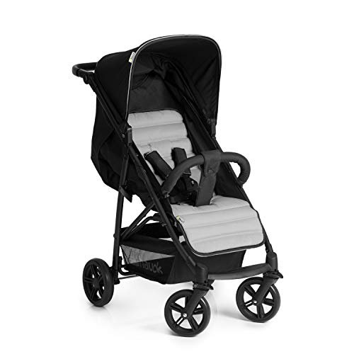 Hauck Rapid 4  Cochecito de 0 meses a 22 kg, plegable, compacto, con una mano, con posición para dormir, manija ajustable en altura, cesta grande, negro/gris