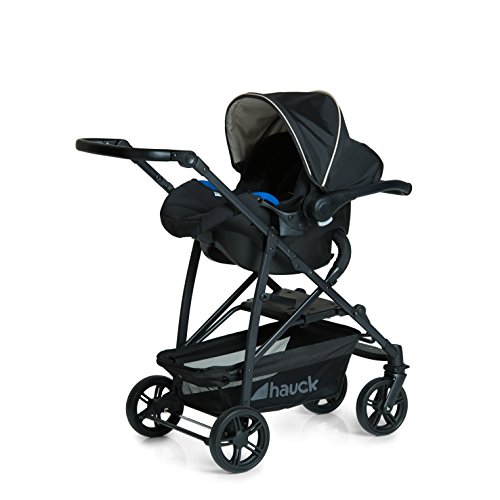 Hauck Rapid 4 Plus Trio Set - 3 en 1 carrito de bebe, Grupo 0+ adaptable a isofix, capazo, respaldo reclinable, de 0 meses a 25 kg, manillar ajustable en altura, plegado con una sola mano, negro beige