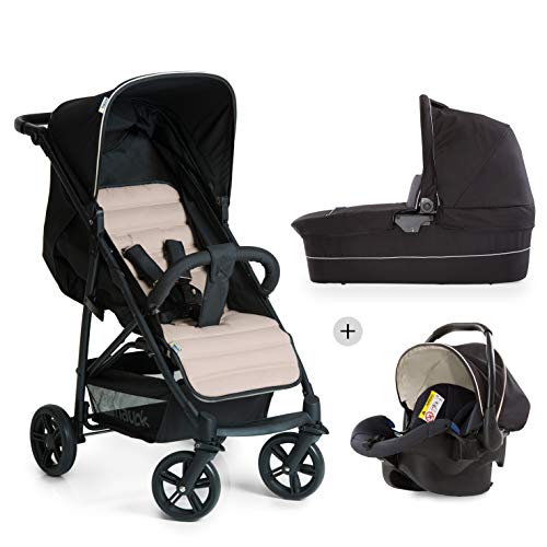 Hauck Rapid 4 Plus Trio Set - 3 en 1 carrito de bebe, Grupo 0+ adaptable a isofix, capazo, respaldo reclinable, de 0 meses a 25 kg, manillar ajustable en altura, plegado con una sola mano, negro beige