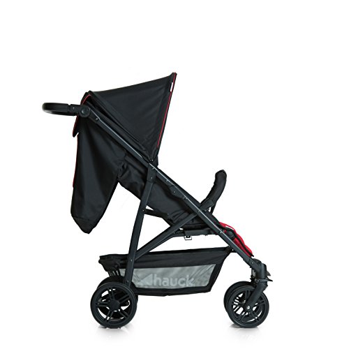 Hauck Rapid 4 Plus Trio Set - Carrito de bebe 3 in 1, de 0 meses a 25 kg, adaptable a Isofix, capazo, respaldo reclinable, manillar ajustable en altura, plegado con una mano, grupo 0+, negro rojo