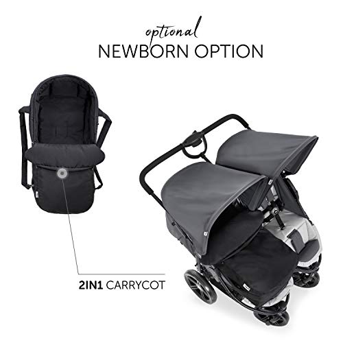 Hauck Roadster Duo SLX - silla gemelar para gemelos y hermanos de 0 meses (combinable con capazo blando) a 30 kg (2x 15kg) ancho 76cm, plegable ultracompactam, Grey Silver (Gris)