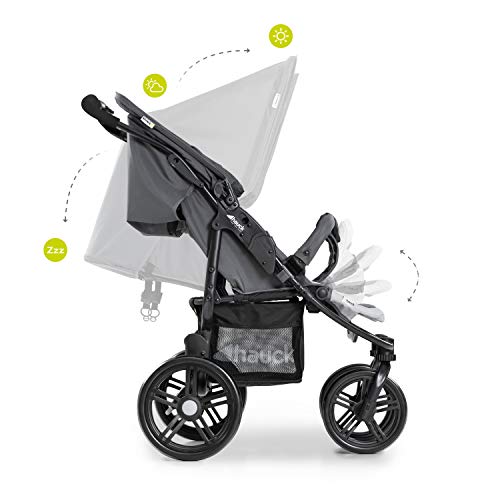 Hauck Roadster Duo SLX - silla gemelar para gemelos y hermanos de 0 meses (combinable con capazo blando) a 30 kg (2x 15kg) ancho 76cm, plegable ultracompactam, Grey Silver (Gris)