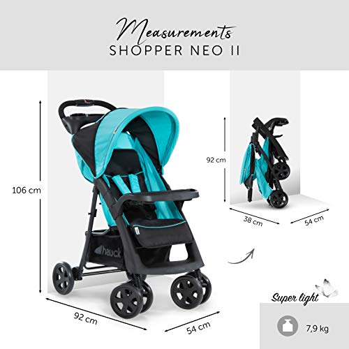 Hauck Shopper Neo II - Silla de paseo con respaldo reclinable, de 0 meses a 25 kg, plegado fácil y compacto, plegable con una mano, ligera, con botellero, negro azul