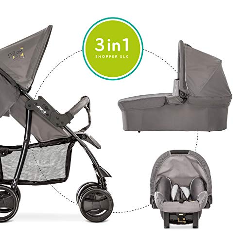 Hauck Shopper SLX trioset - carro, coche bebes 3 piezas de capazo, sillita y grupo 0+, botellero, plegado facil y comodo, 0 meses a 25 kg, gris (stone/grey)